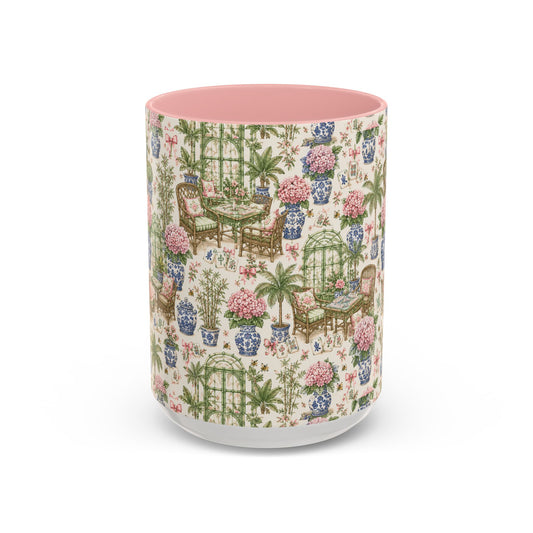 Botanical Garden Accent Coffee Mug — Pink Interior Floral Tea Room Design - Creations by Chris and Carlos