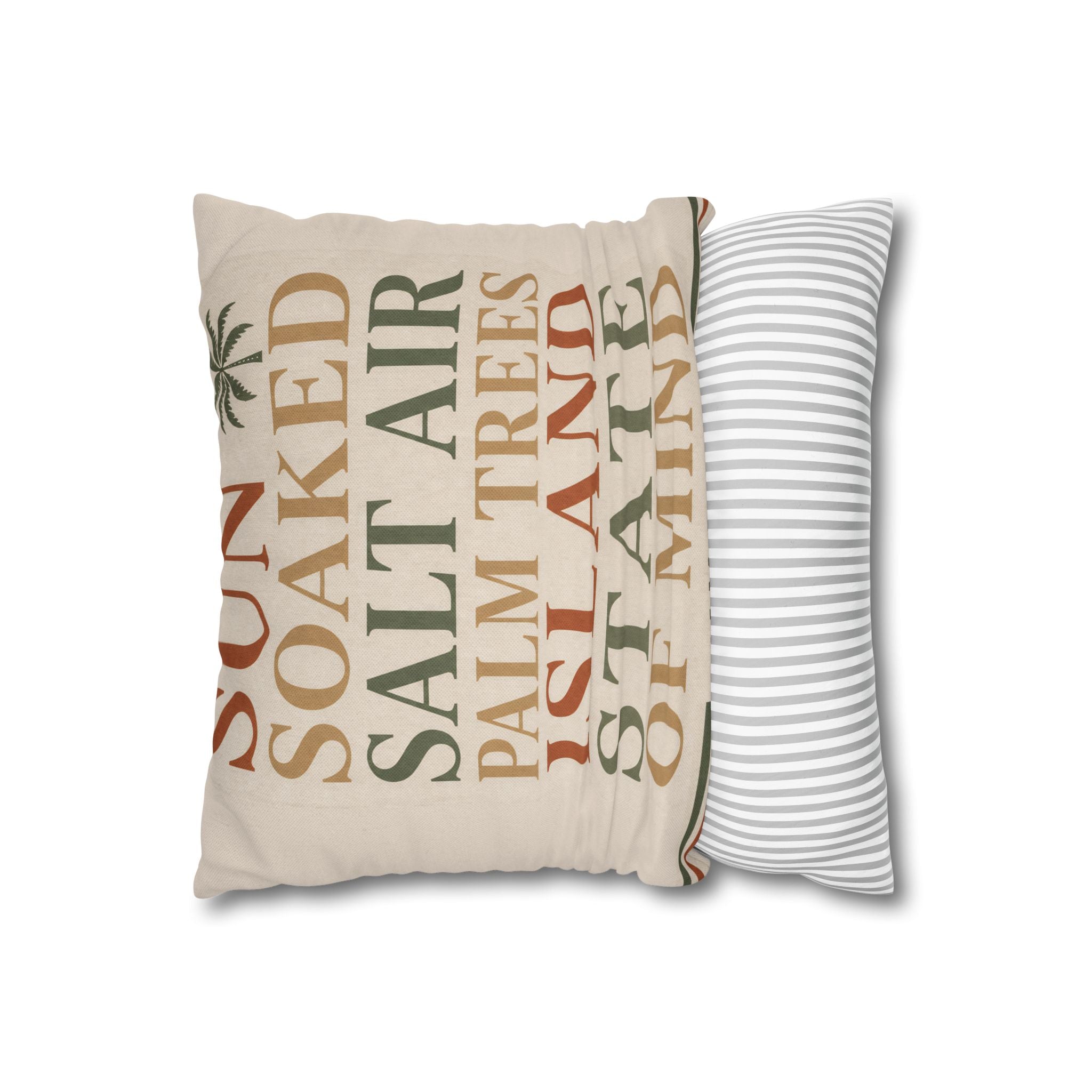 Island State of Mind Throw Pillowcase — Sun Soaked Salt Air Palm Trees Decorative Cover - Creations by Chris and Carlos