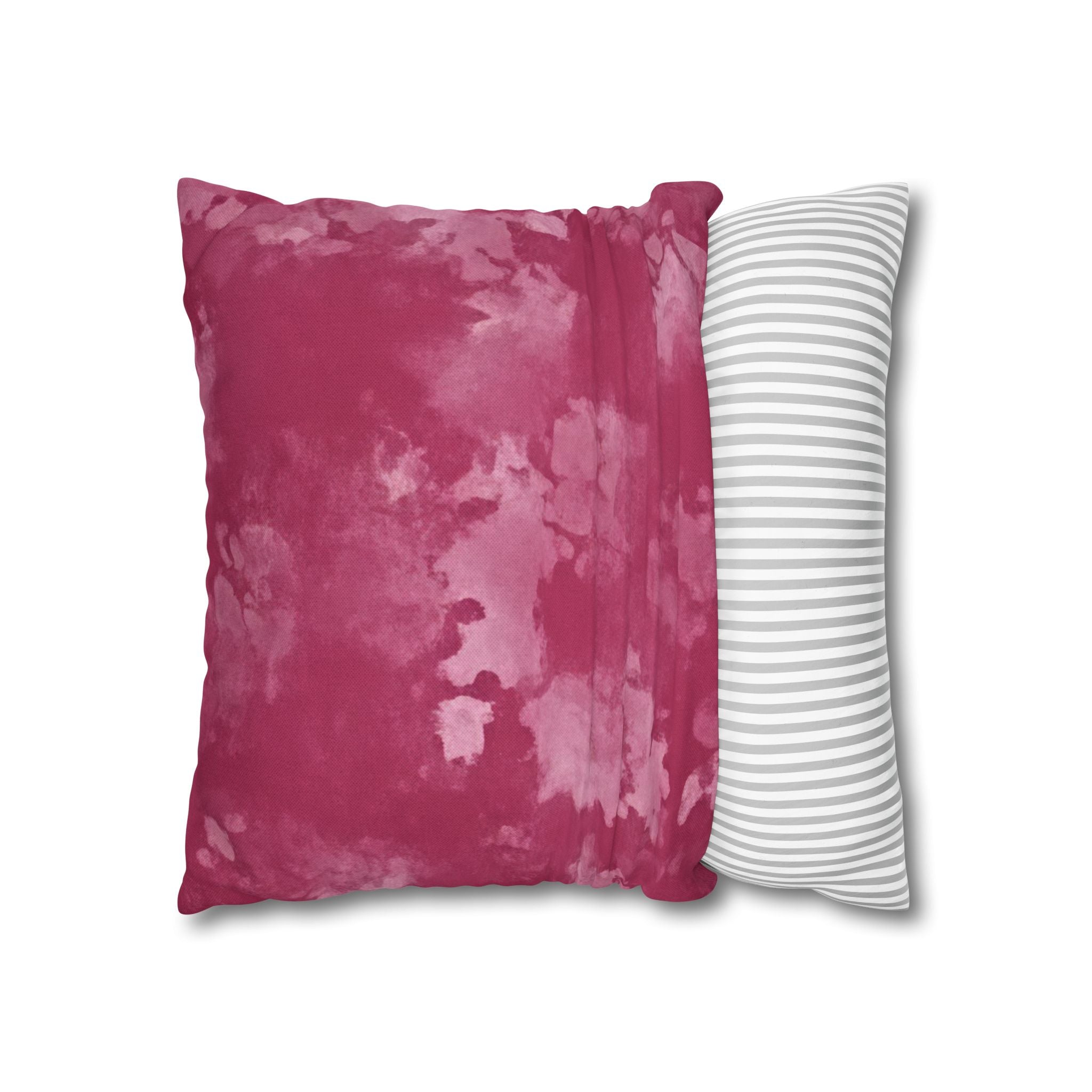 The Artisanal Flora Gallery Green Watercolor Stripe Square Pillowcase — Modern Boho Decorative Throw Pillow Cover - Creations by Chris and Carlos