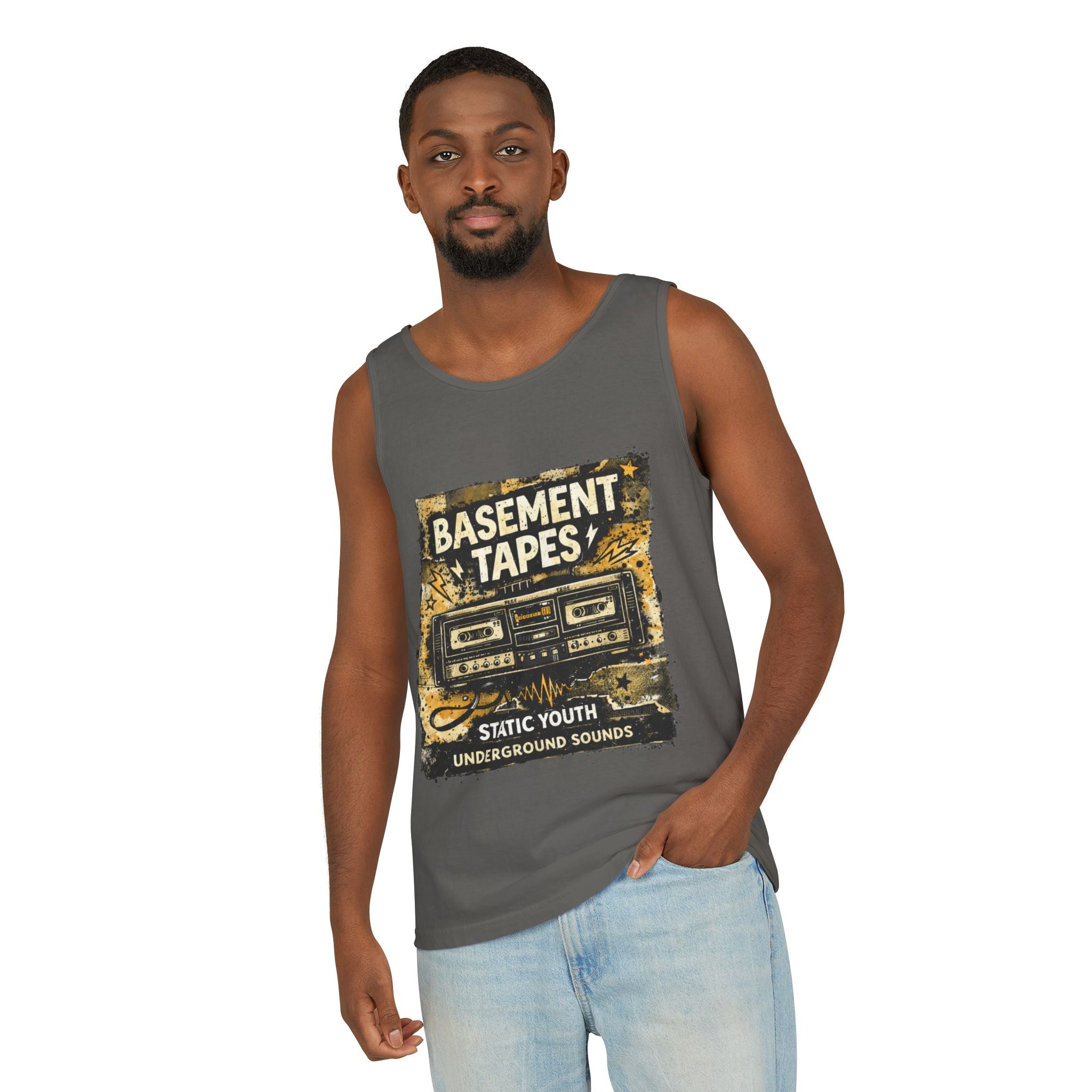 Basement Tapes Cassette Tank Top — Retro Music Graphic Tank - Creations by Chris and Carlos