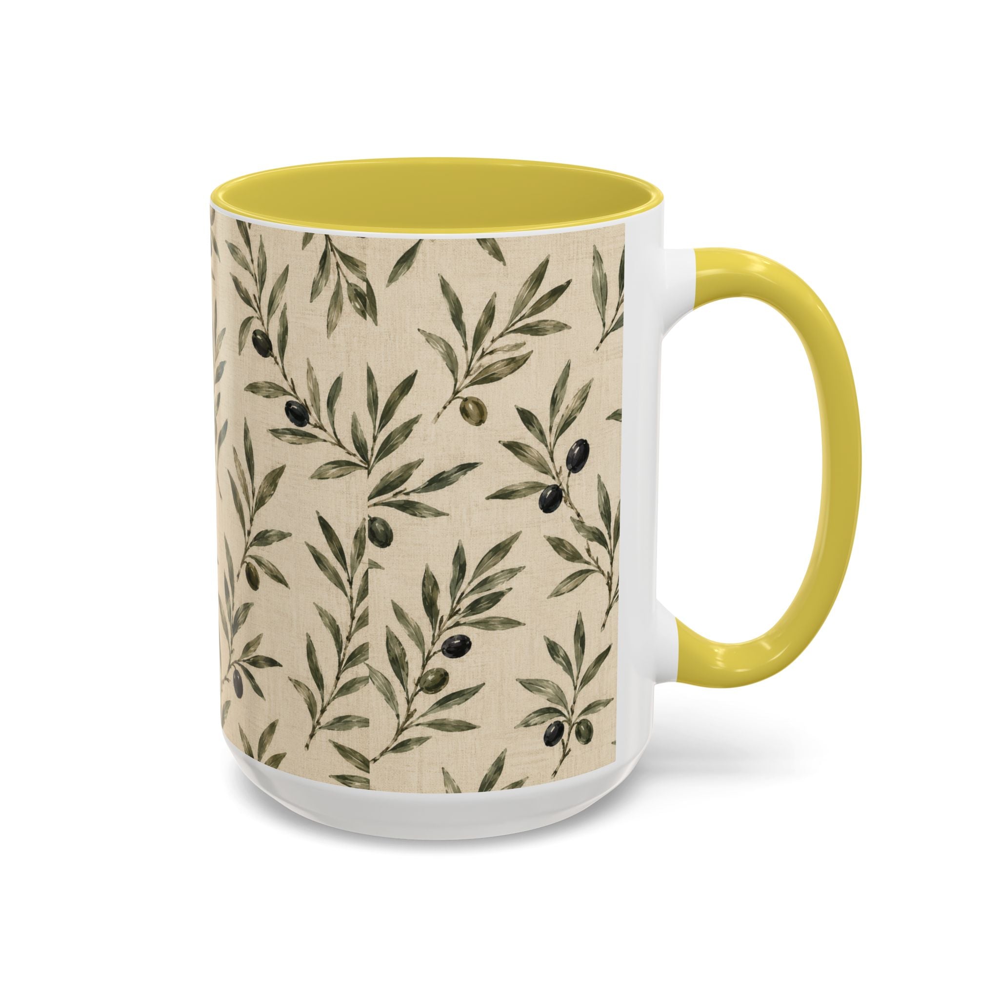 Olive Branch Pattern Ceramic Mug (11oz, 15oz) - Creations by Chris and Carlos