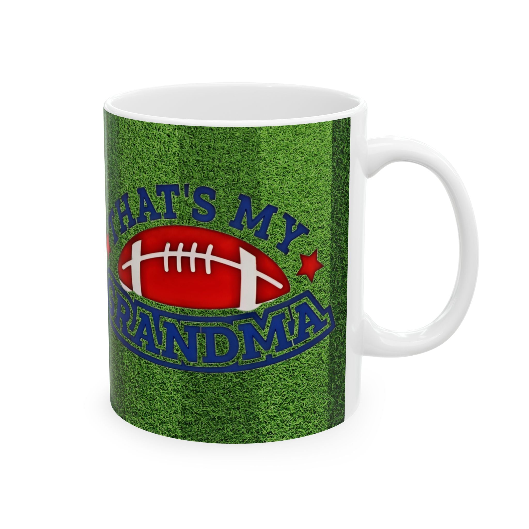 That’s My Grandma Football Mug — Green Field Ceramic Coffee Cup (11oz, 15oz) - Creations by Chris and Carlos