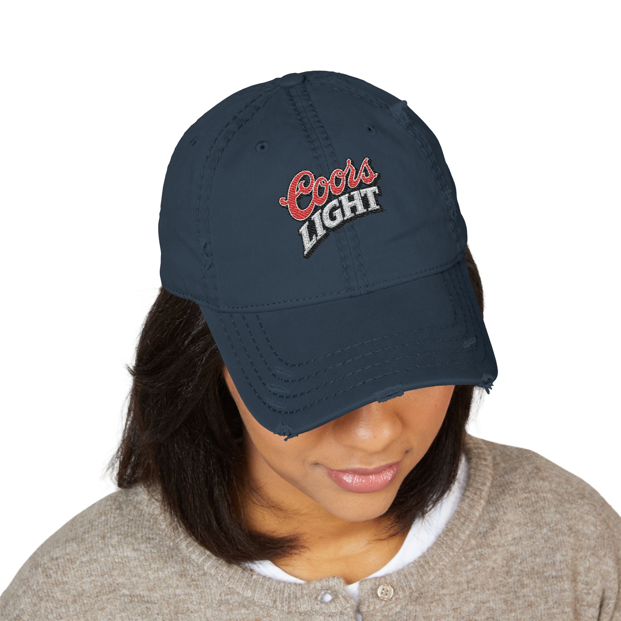 Coors Light Embroidered Distressed Dad Hat - Creations by Chris and Carlos