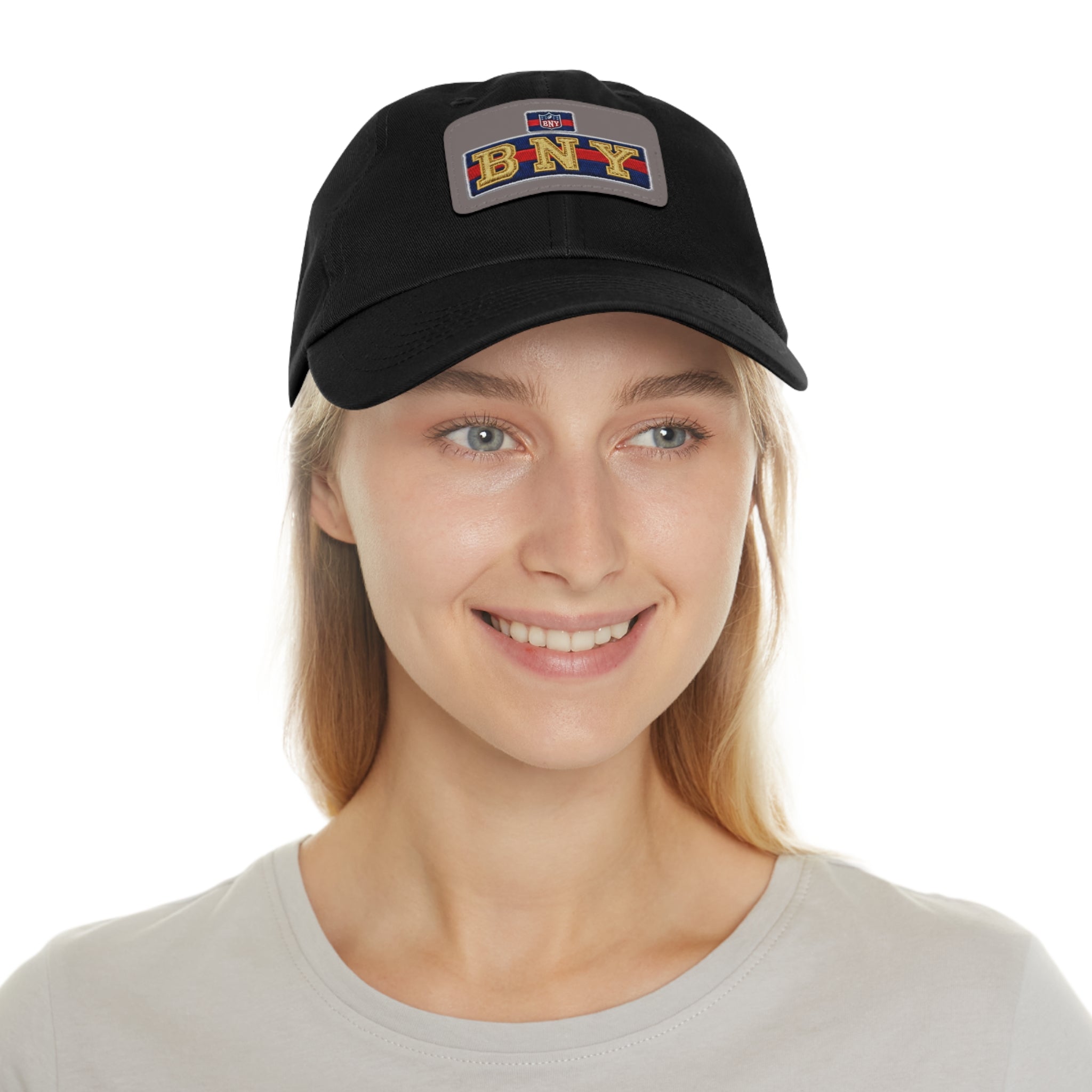BNY Leather Patch Dad Hat – Vintage Varsity Baseball Cap - Creations by Chris and Carlos