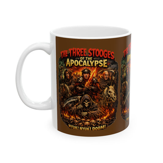 The Three Stooges of the Apocalypse Ceramic Mug – Vintage Horror Comedy Coffee Cup (11oz/15oz) - Creations by Chris and Carlos
