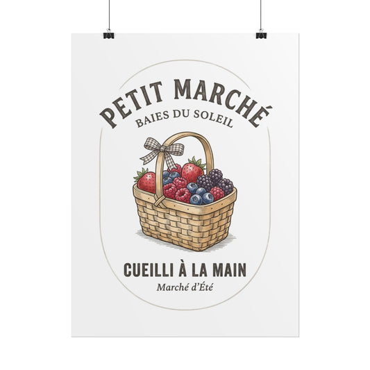 Rolled Poster — 'Petit Marché' Vintage Berry Basket Botanical Wall Art - Creations by Chris and Carlos