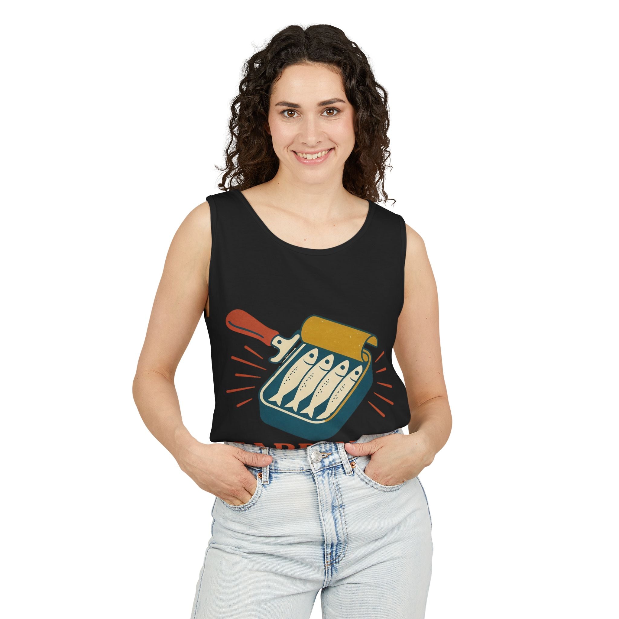 Sardines Graphic Tank Top — Retro Canned Fish Illustration - Creations by Chris and Carlos