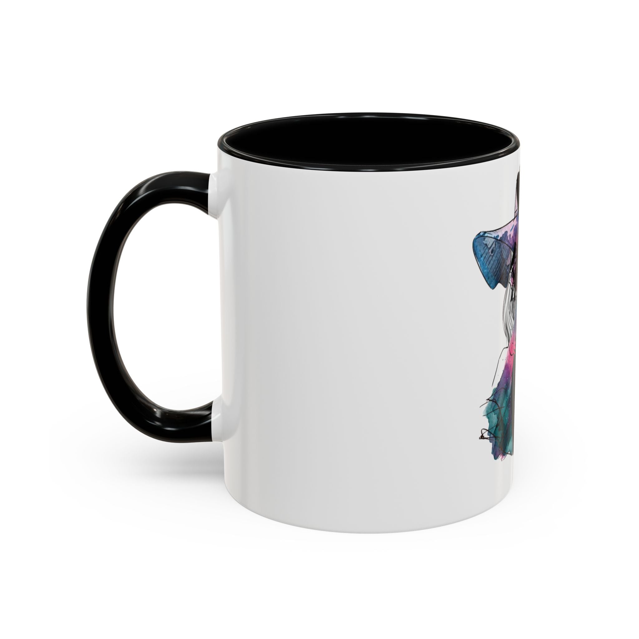 Abstract Floral Silhouette Accent Coffee Mug — Watercolor Woman Art (11/15oz) - Creations by Chris and Carlos