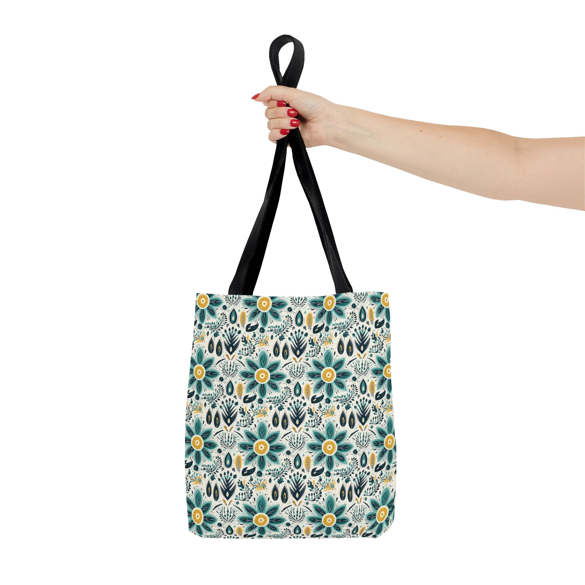Sol y Alegría (Sun and Joy) Collection- Cactus Succulent Pattern Microfiber Blanket Soft Velveteen Throw for Home & Garden Lovers Floral Folk Art Tote Bag — Teal & Mustard All-Over Print - Creations by Chris and Carlos