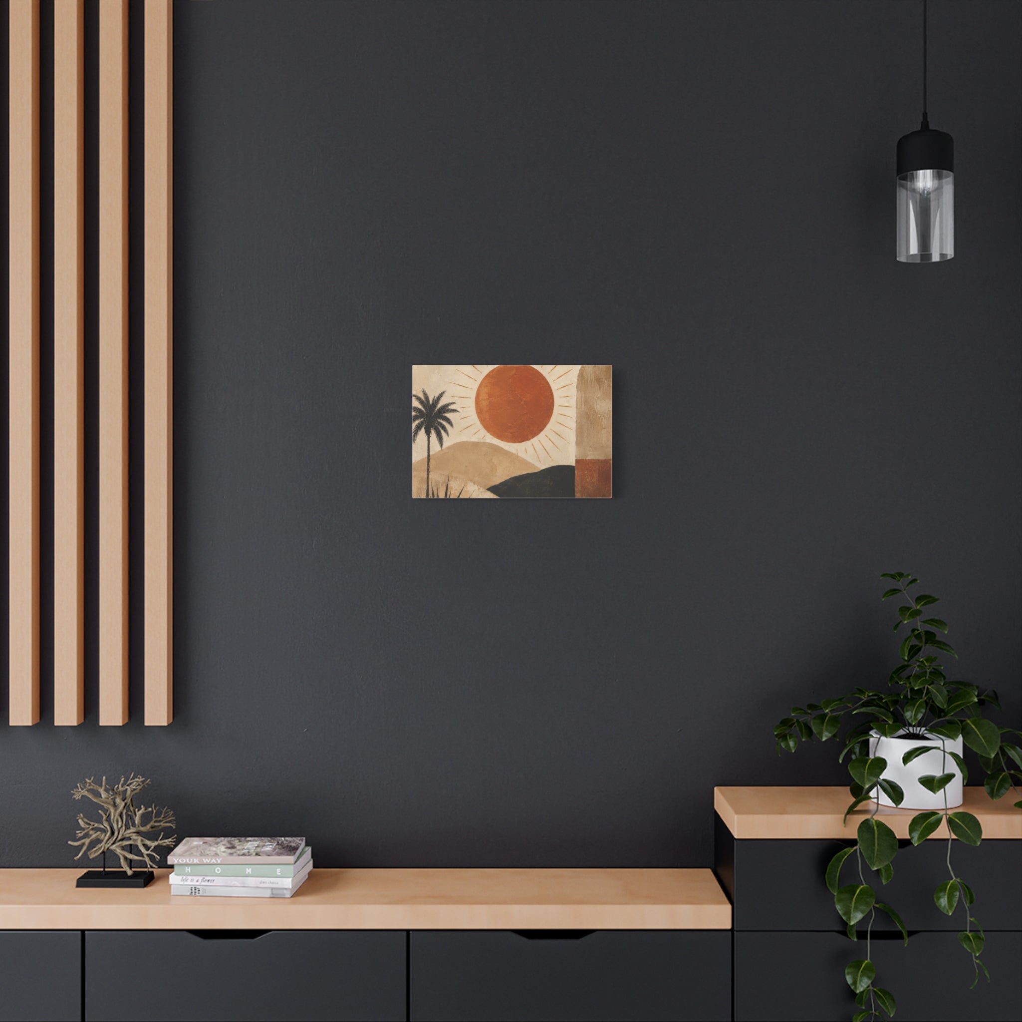 Desert Sunset Canvas Wall Art — Boho Palm & Terracotta Sun Matte Stretched Canvas - Creations by Chris and Carlos