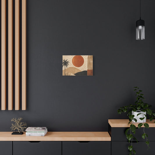 Desert Sunset Canvas Wall Art — Boho Palm & Terracotta Sun Matte Stretched Canvas - Creations by Chris and Carlos