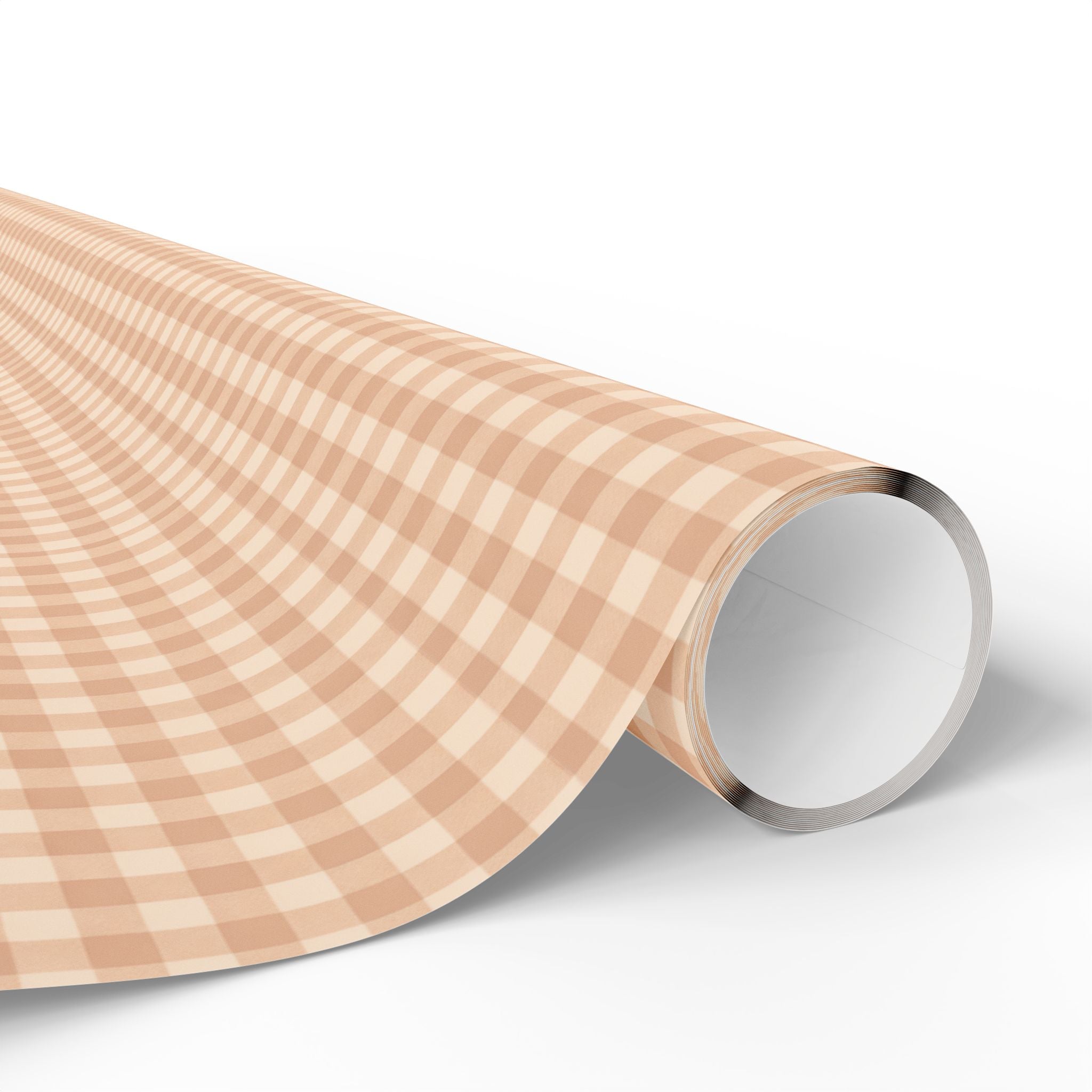 Gingham Check Wrapping Paper Roll — Pink & Peach Plaid Gift Wrap - Creations by Chris and Carlos