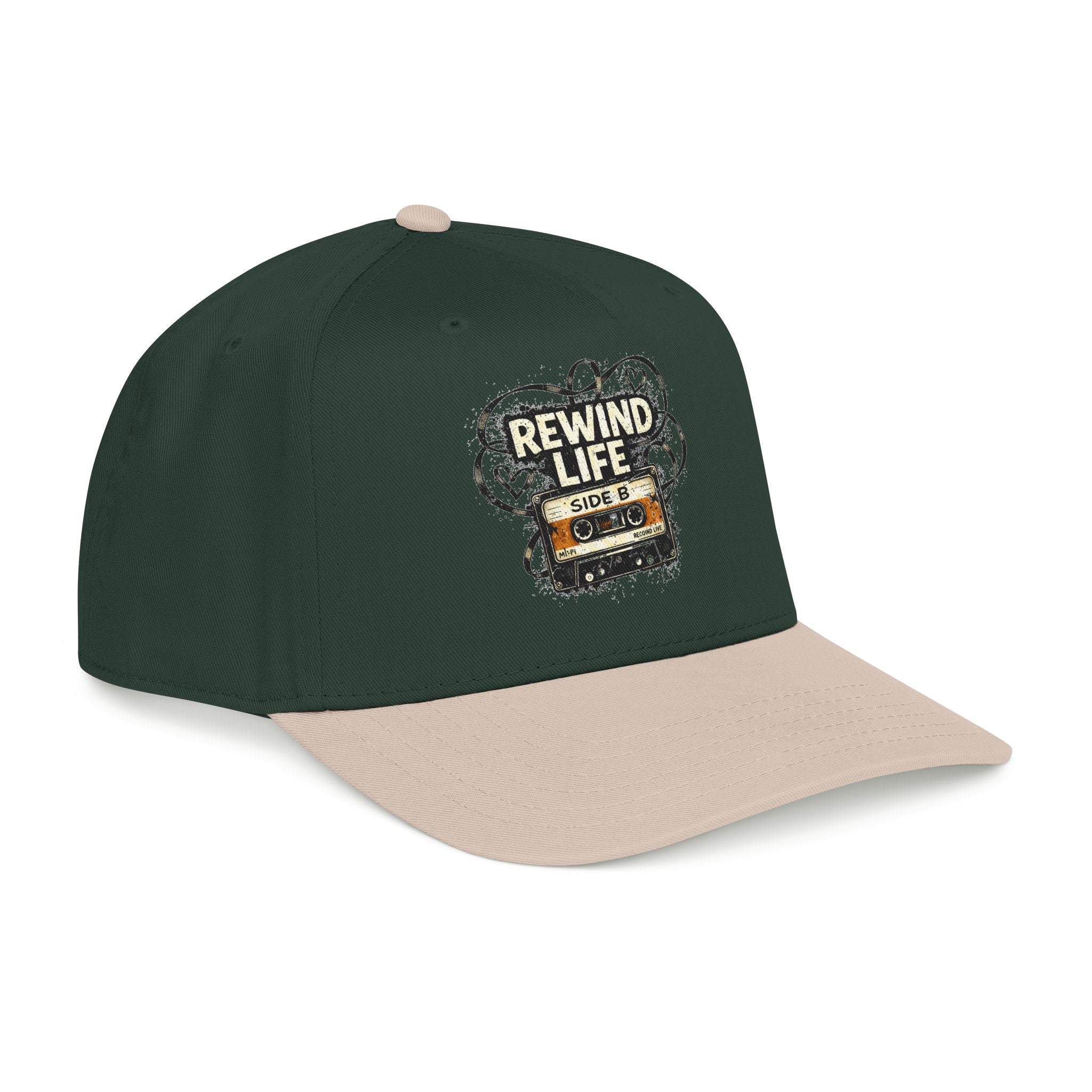 Rewind Life Cassette Cap — Retro Music Mid-Profile Baseball Hat - Creations by Chris and Carlos