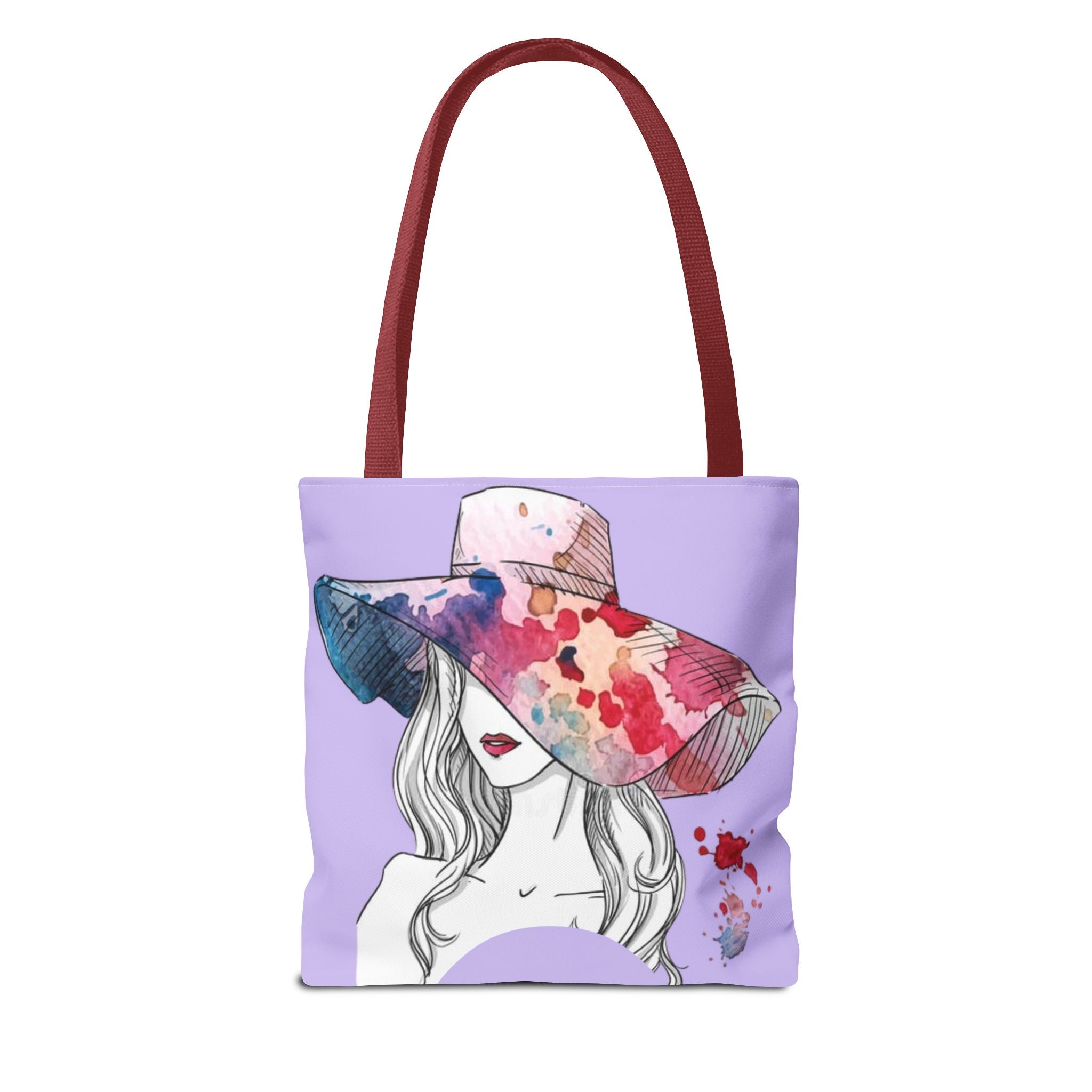 Floral Watercolor Sunhat Tote Bag — Fashionable Illustrated Woman Beach Tote - Creations by Chris and Carlos