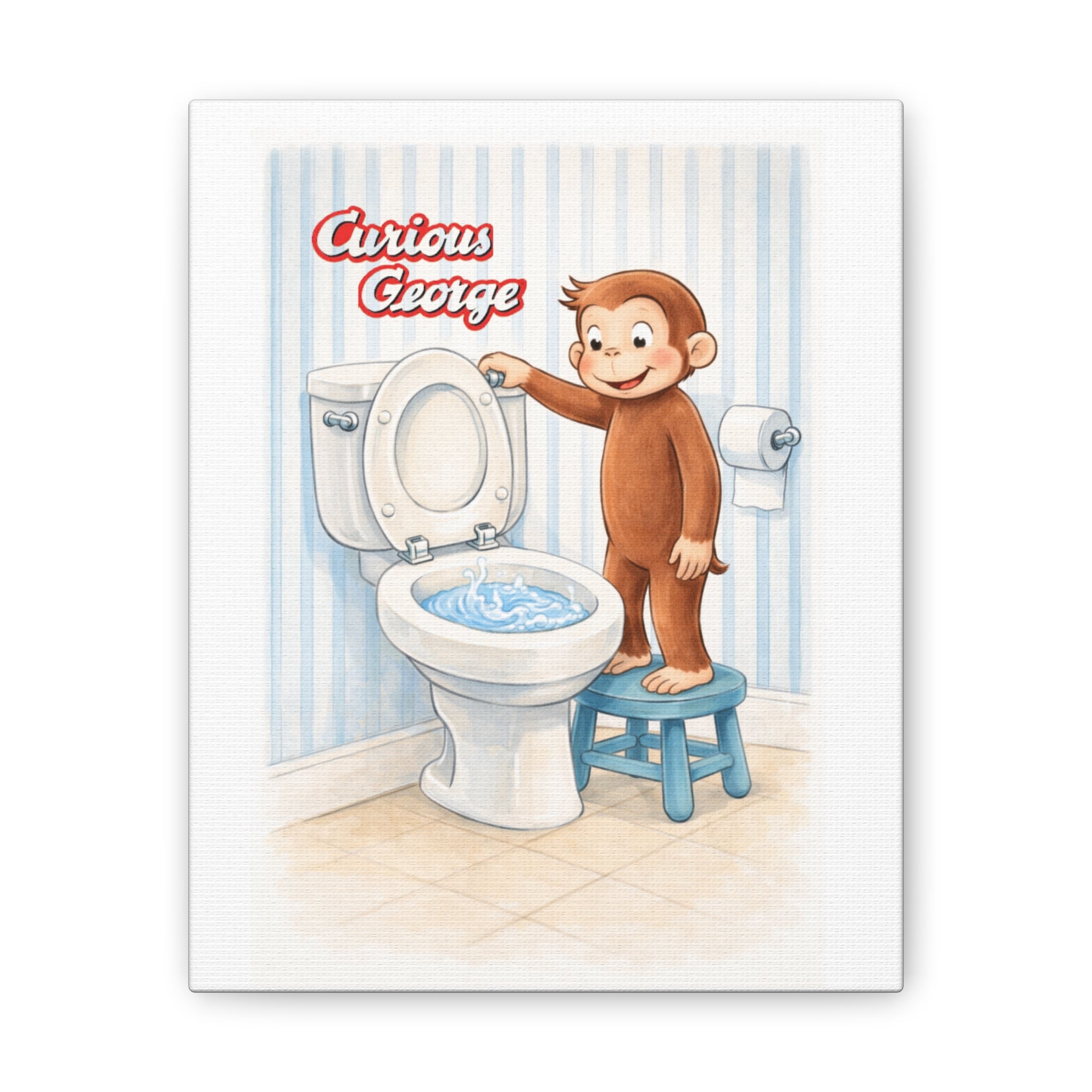 Curious George Toilet Training Canvas Print — Kids Bathroom Wall Art - Creations by Chris and Carlos