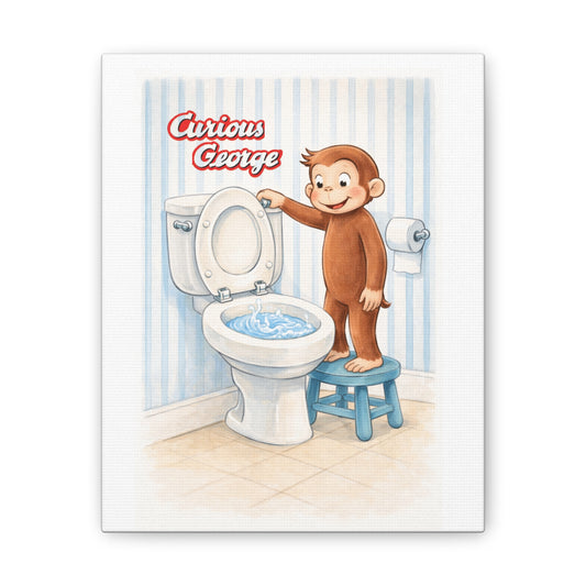 Curious George Toilet Training Canvas Print — Kids Bathroom Wall Art - Creations by Chris and Carlos