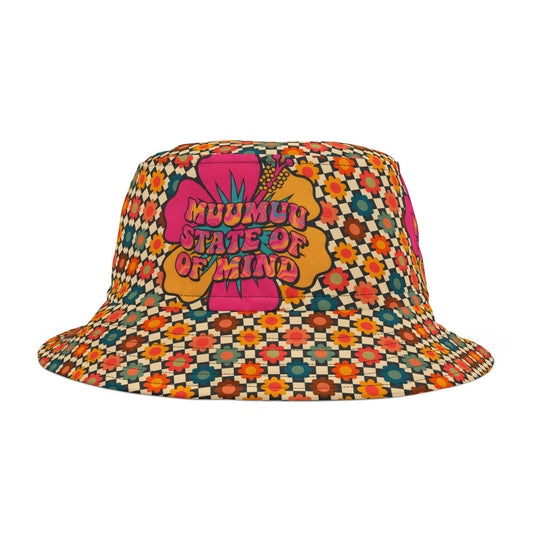 Stateroom 401 Roper's Romp Collection- Muumuu State of Mind Floral Bucket Hat – Retro 70s Vibe Sun Hat - Creations by Chris and Carlos