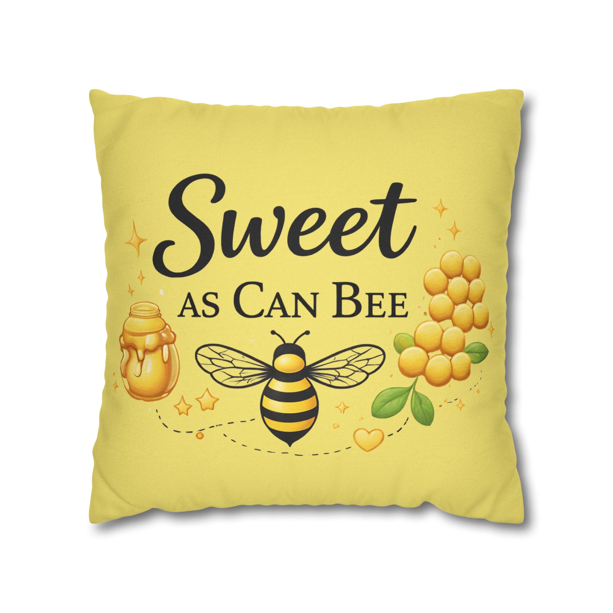 Honey Bee Decorative Pillowcase – Yellow Floral Bee Accent Cushion Cover - Creations by Chris and Carlos
