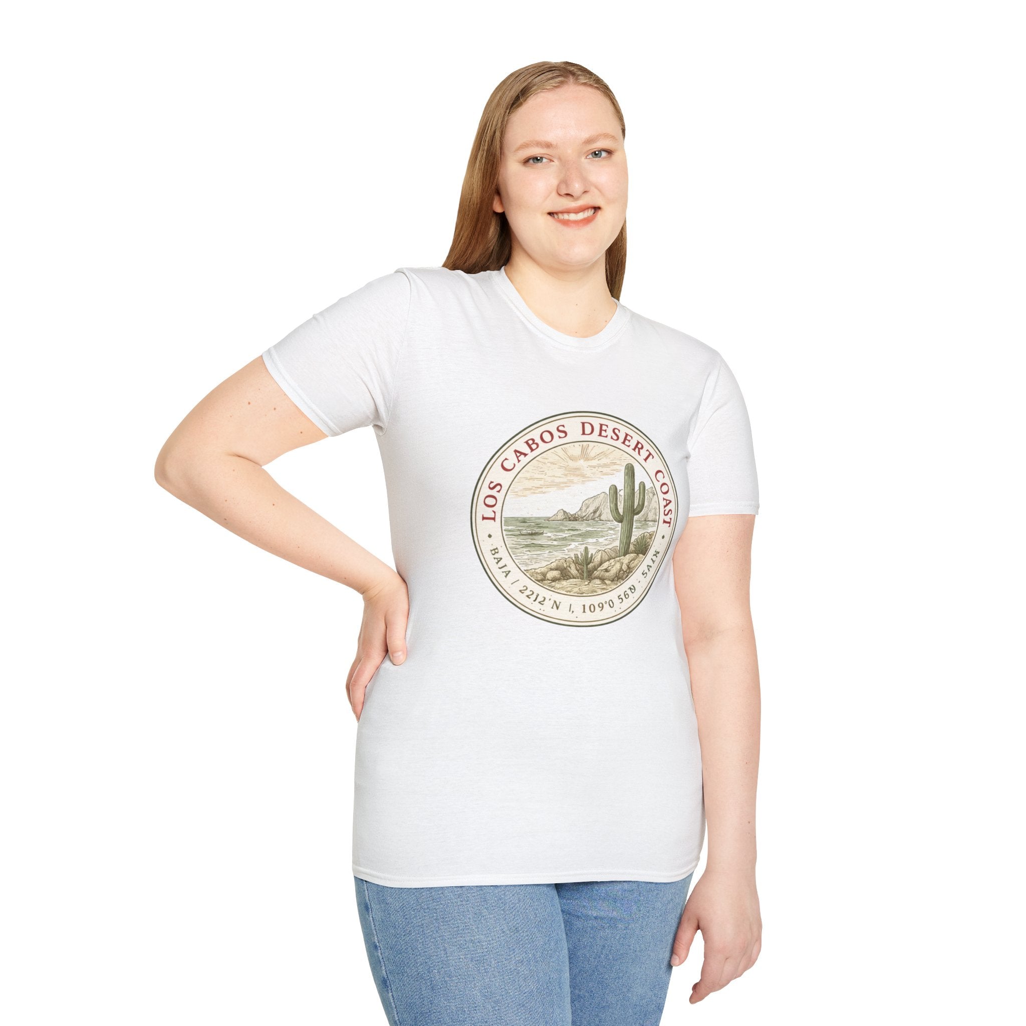 Los Cabos Desert Coast T-Shirt – Vintage Cactus Beach Badge - Creations by Chris and Carlos