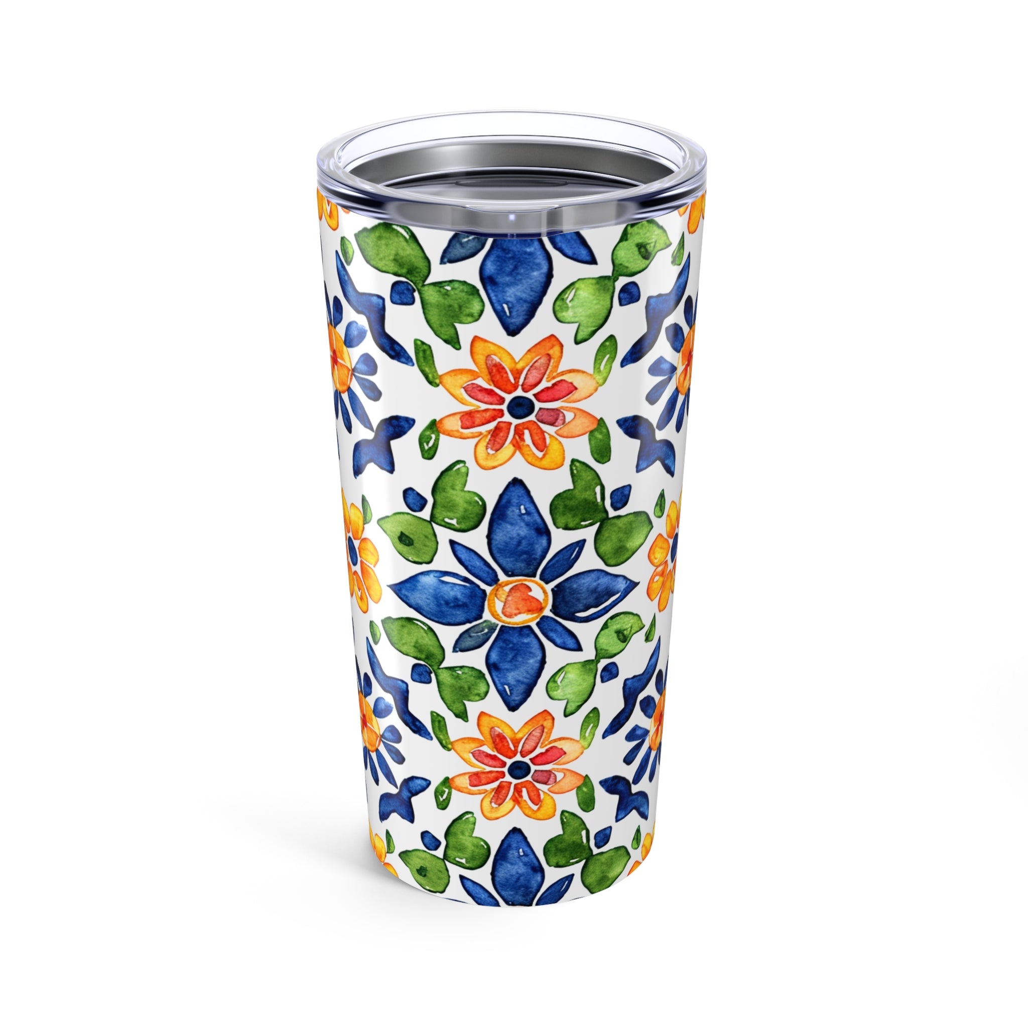 Sol y Alegría (Sun and Joy) Collection- Cactus Succulent Pattern Microfiber Blanket Soft Velveteen Throw for Home & Garden Lovers20oz Floral Watercolor Tumbler – Blue & Orange Garden Travel Cup - Creations by Chris and Carlos