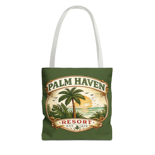 Palm Haven Resort Tote Bag — Vintage Palm Beach Sunset Canvas Tote - Creations by Chris and Carlos