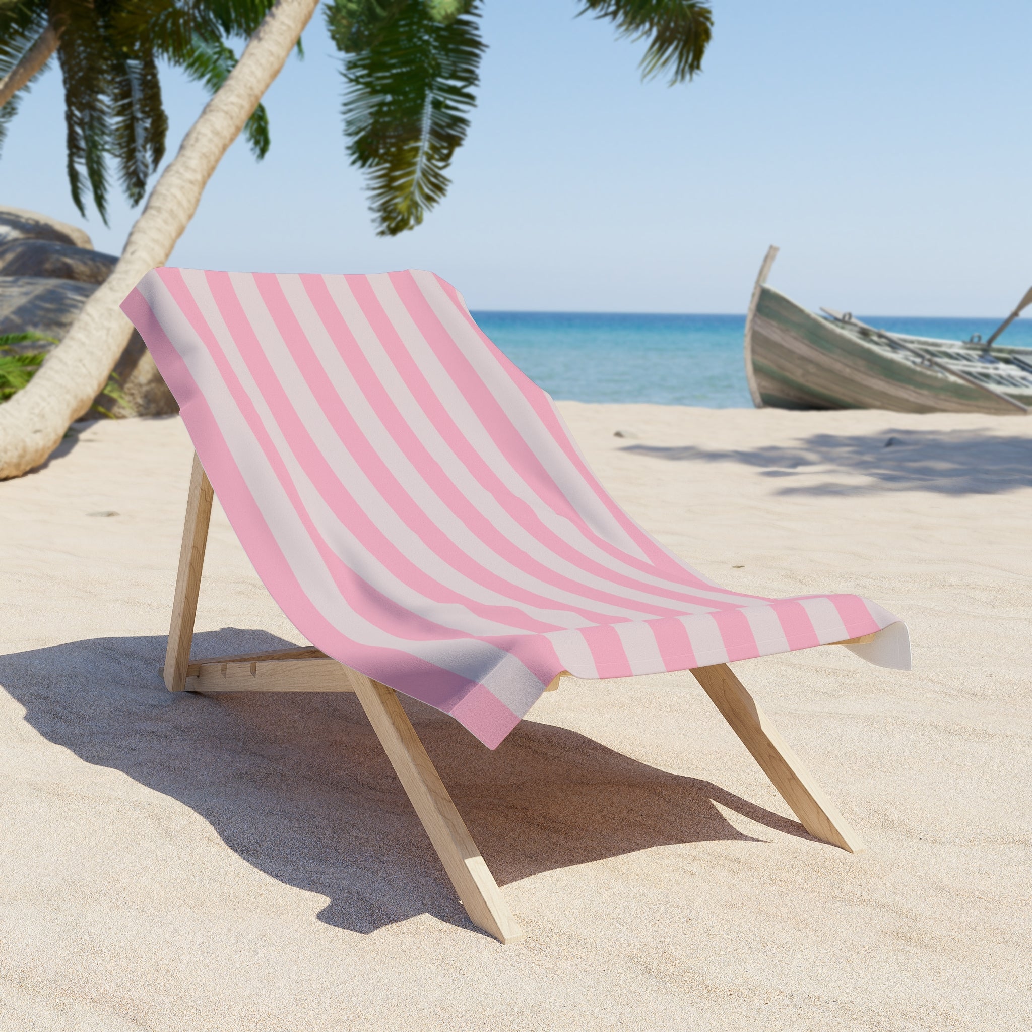Pink Stripe Beach Towel — Classic Nautical Summer Towel - Creations by Chris and Carlos