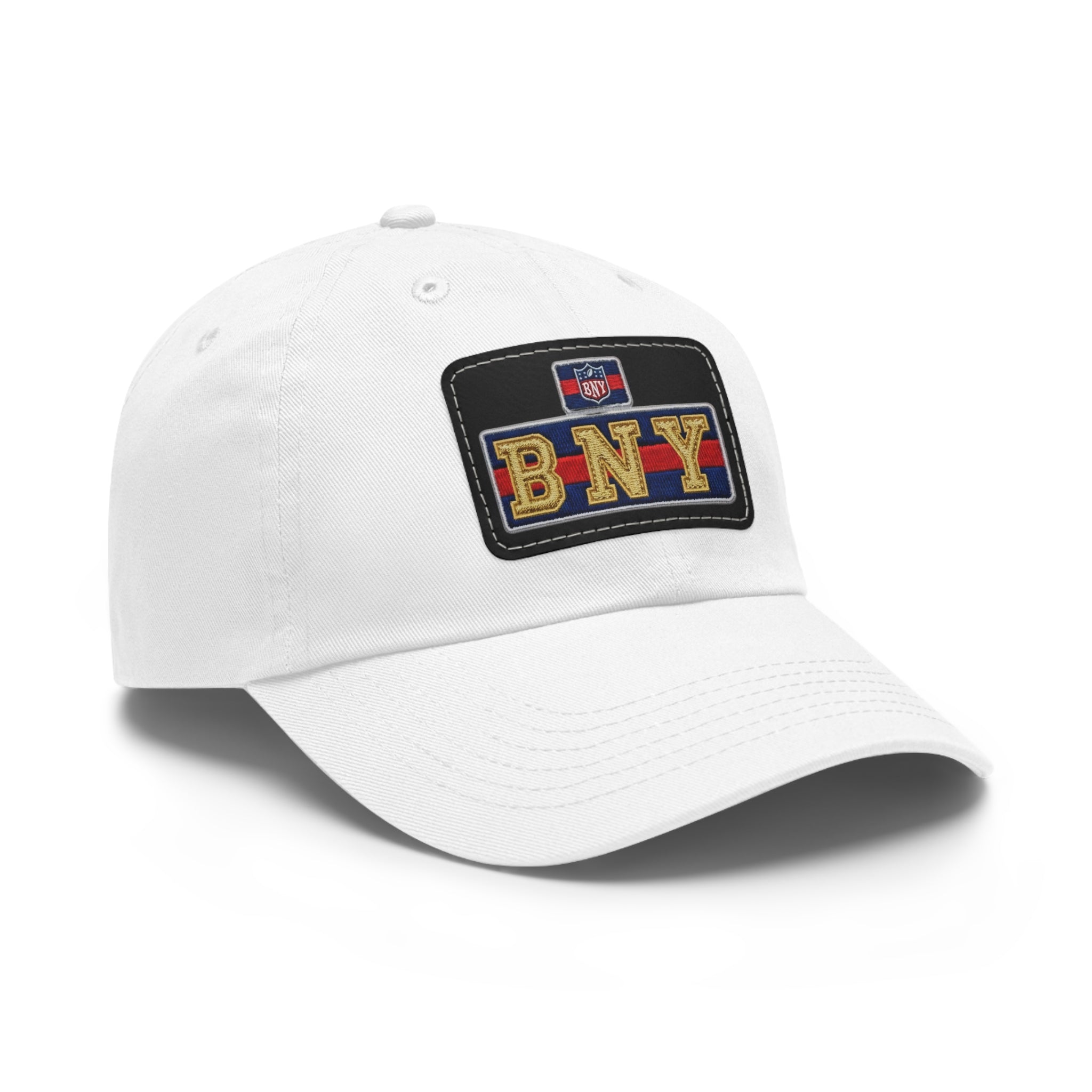 BNY Leather Patch Dad Hat – Vintage Varsity Baseball Cap - Creations by Chris and Carlos