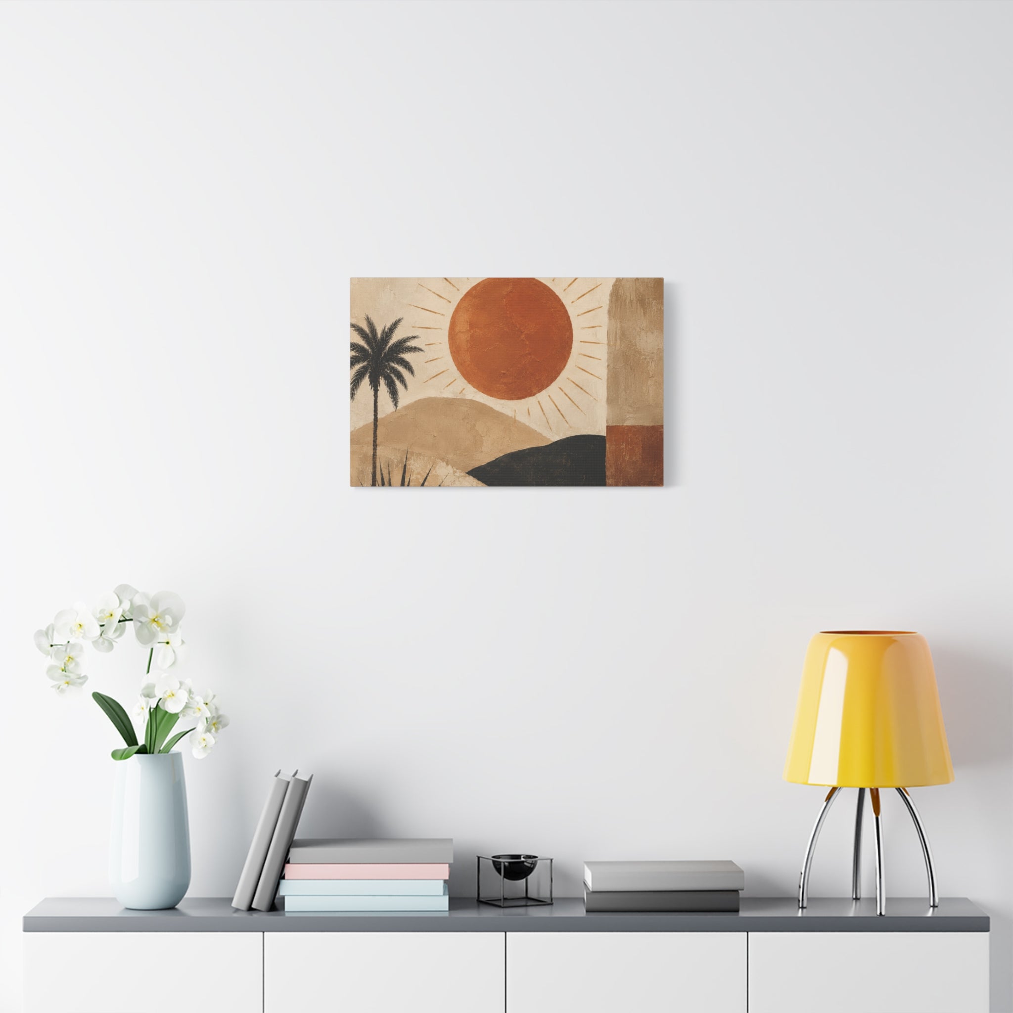 Desert Sunset Canvas Wall Art — Boho Palm & Terracotta Sun Matte Stretched Canvas - Creations by Chris and Carlos