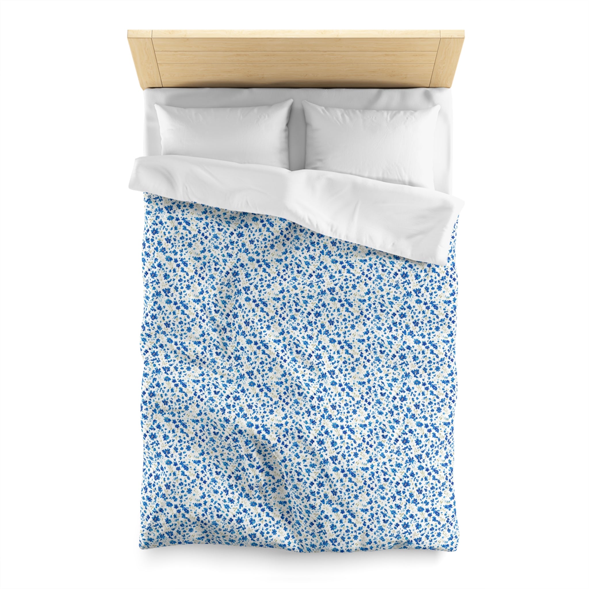 The Artisanal Flora Gallery Blue Ditsy Floral Microfiber Duvet Cover - Creations by Chris and Carlos