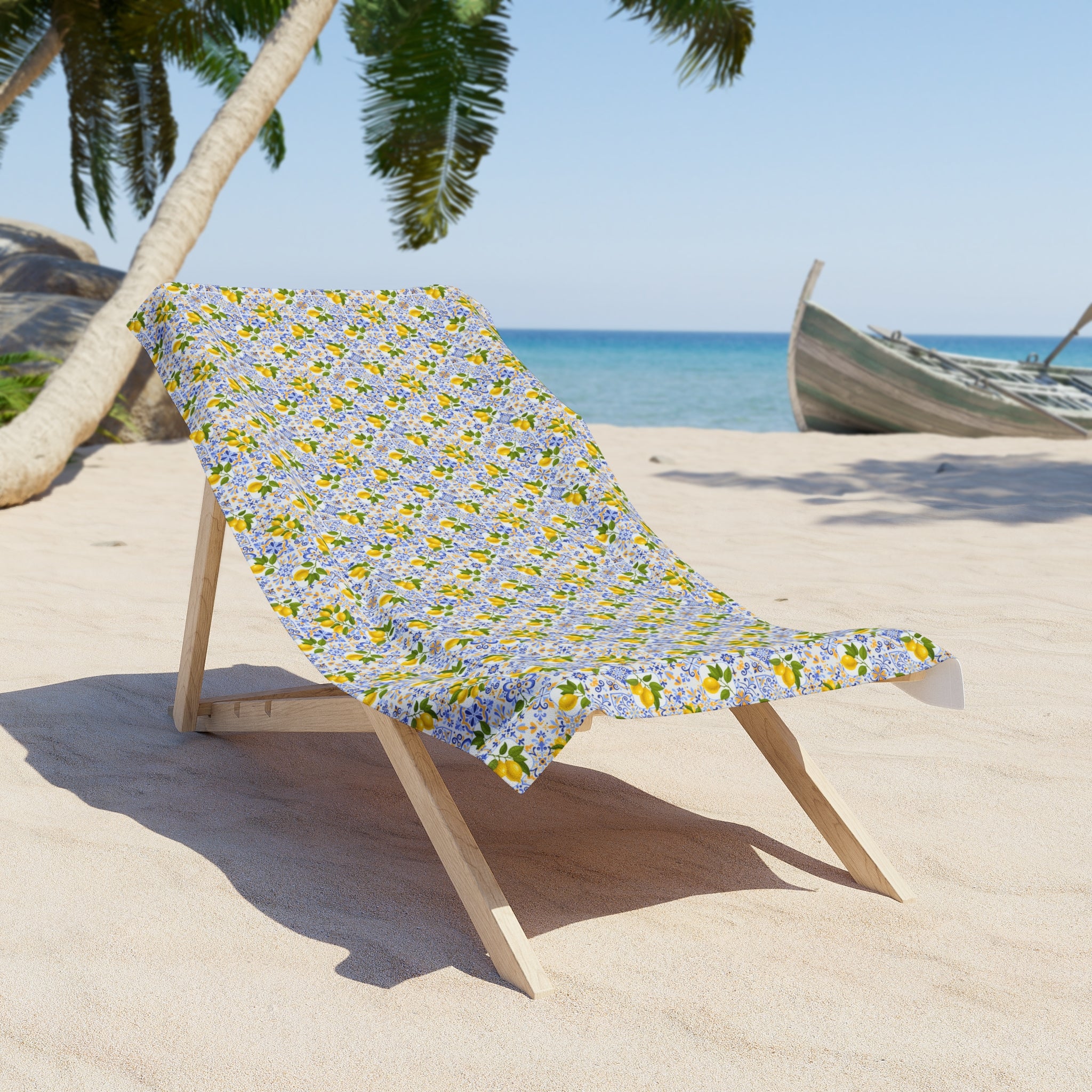 Lemon Daisy Beach Towel – Bright Floral Tropical Print - Creations by Chris and Carlos