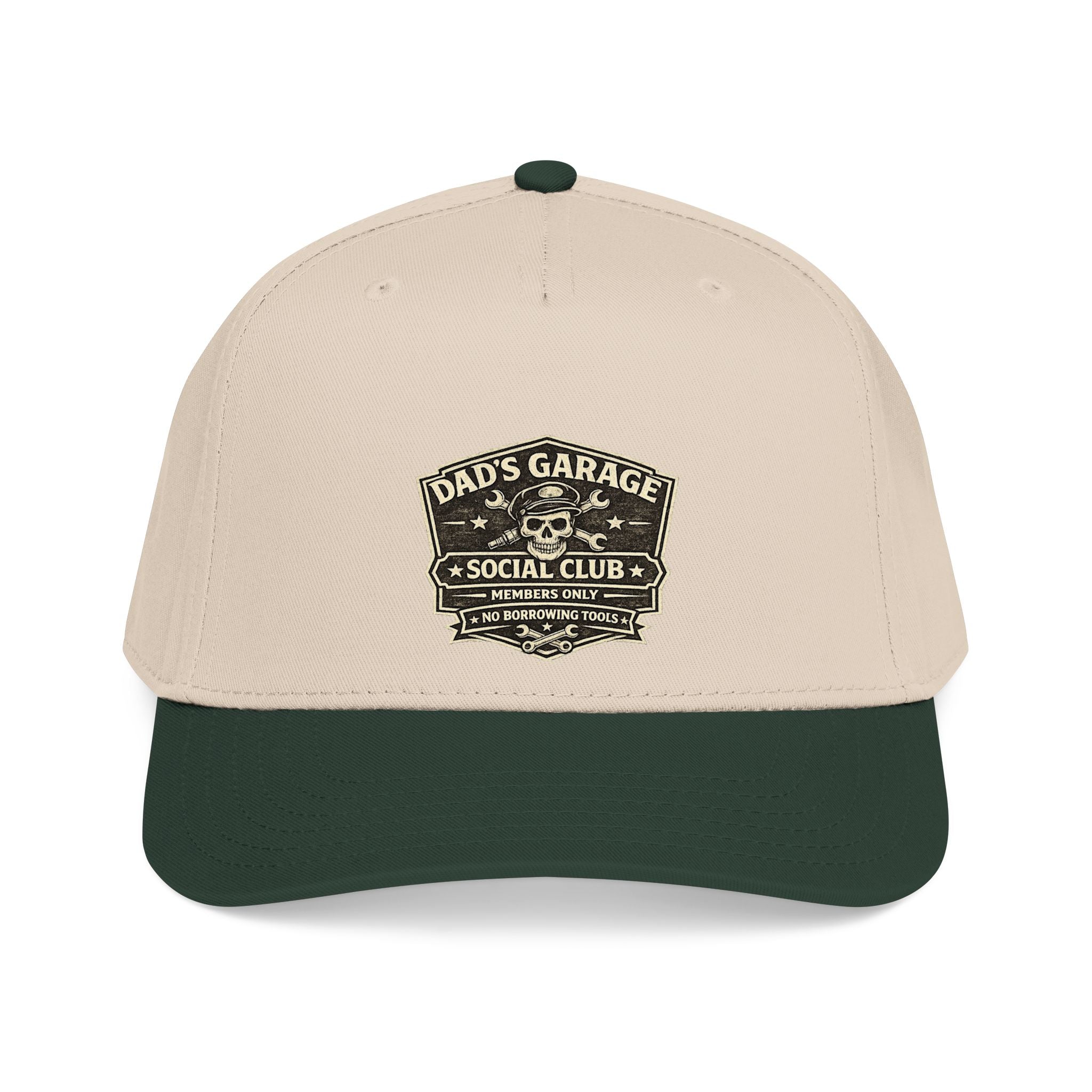 Dad's Garage Social Club Baseball Cap — Vintage Mechanic Snapback Hat - Creations by Chris and Carlos