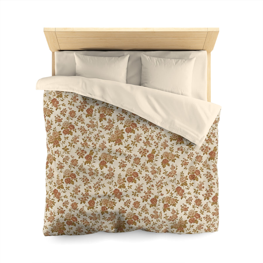 Plumstead Manor- Ivory Bohemian Floral Microfiber Duvet Cover, Cozy Bedding, Floral Bedroom Decor, Boho Home Accessories, Gifts for Her, Vintage Style. - Creations by Chris and Carlos