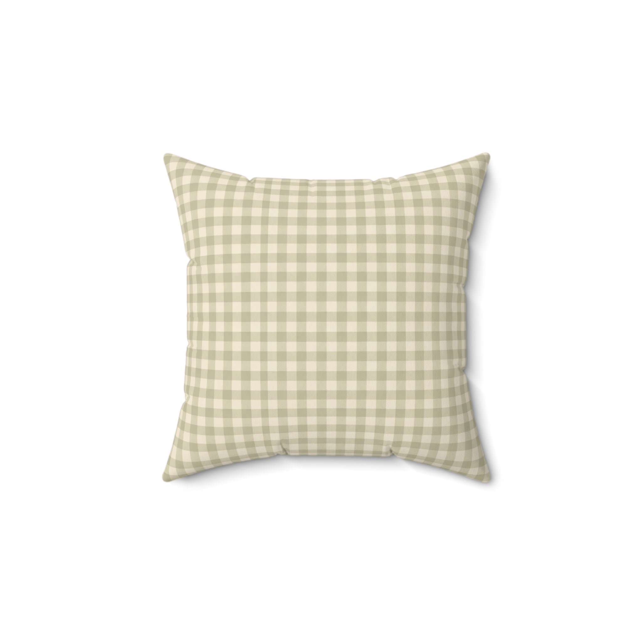 Gingham Faux Suede Square Pillow — Light Sage Check Decorative Throw Pillow - Creations by Chris and Carlos