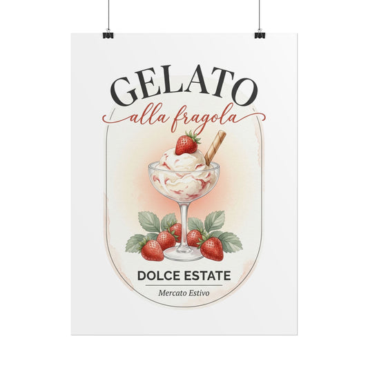 Gelato alla Fragola Poster — Vintage Italian Strawberry Ice Cream Wall Art - Creations by Chris and Carlos