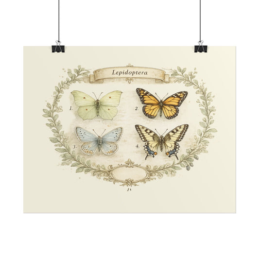 Butterfly Botanical Poster — Vintage Lepidoptera Wall Art Print - Creations by Chris and Carlos