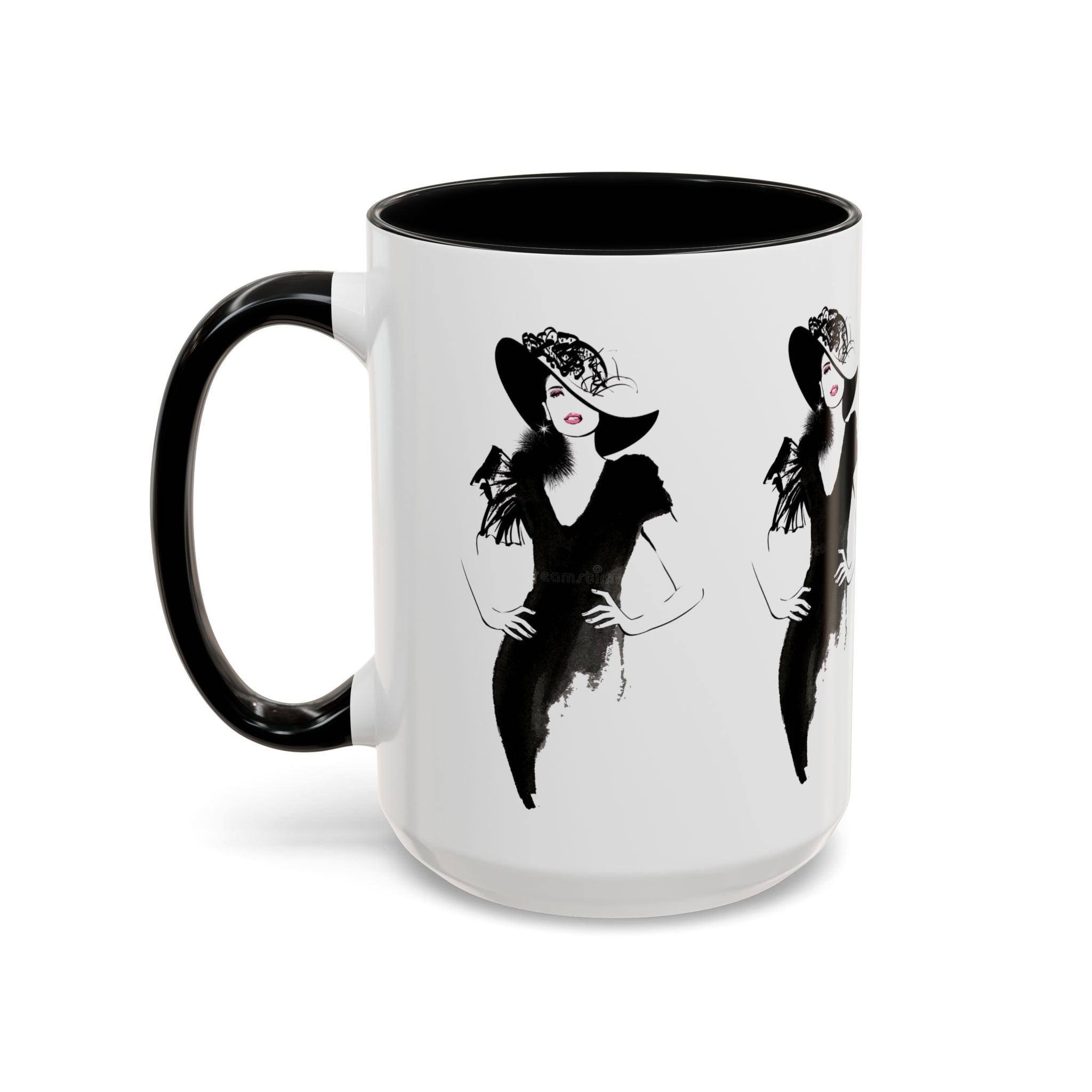 Elegant Lady Fashion Coffee Mug – Vintage Chic Black & White Accent - Creations by Chris and Carlos
