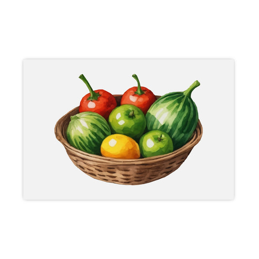 Fruit Basket Matte Poster — Watercolor Kitchen Wall Art - Creations by Chris and Carlos