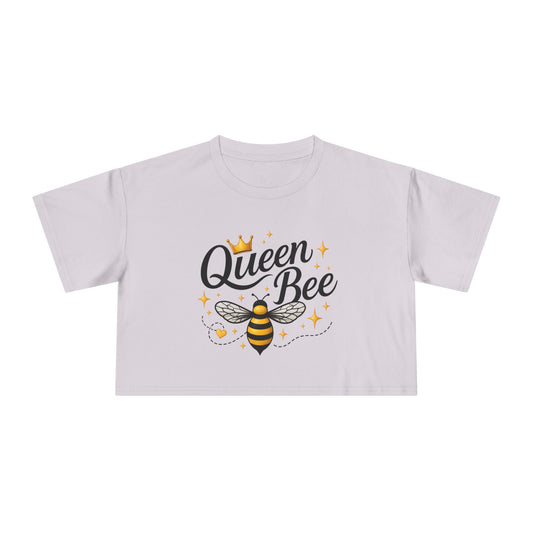 Queen Bee Crop Tee – Women's Bee Graphic Short Sleeve Top - Creations by Chris and Carlos
