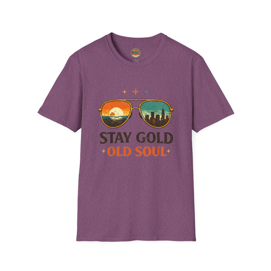 Stay Gold Old Soul T-Shirt - Vintage Sunglasses Sunset Graphic - Creations by Chris and Carlos
