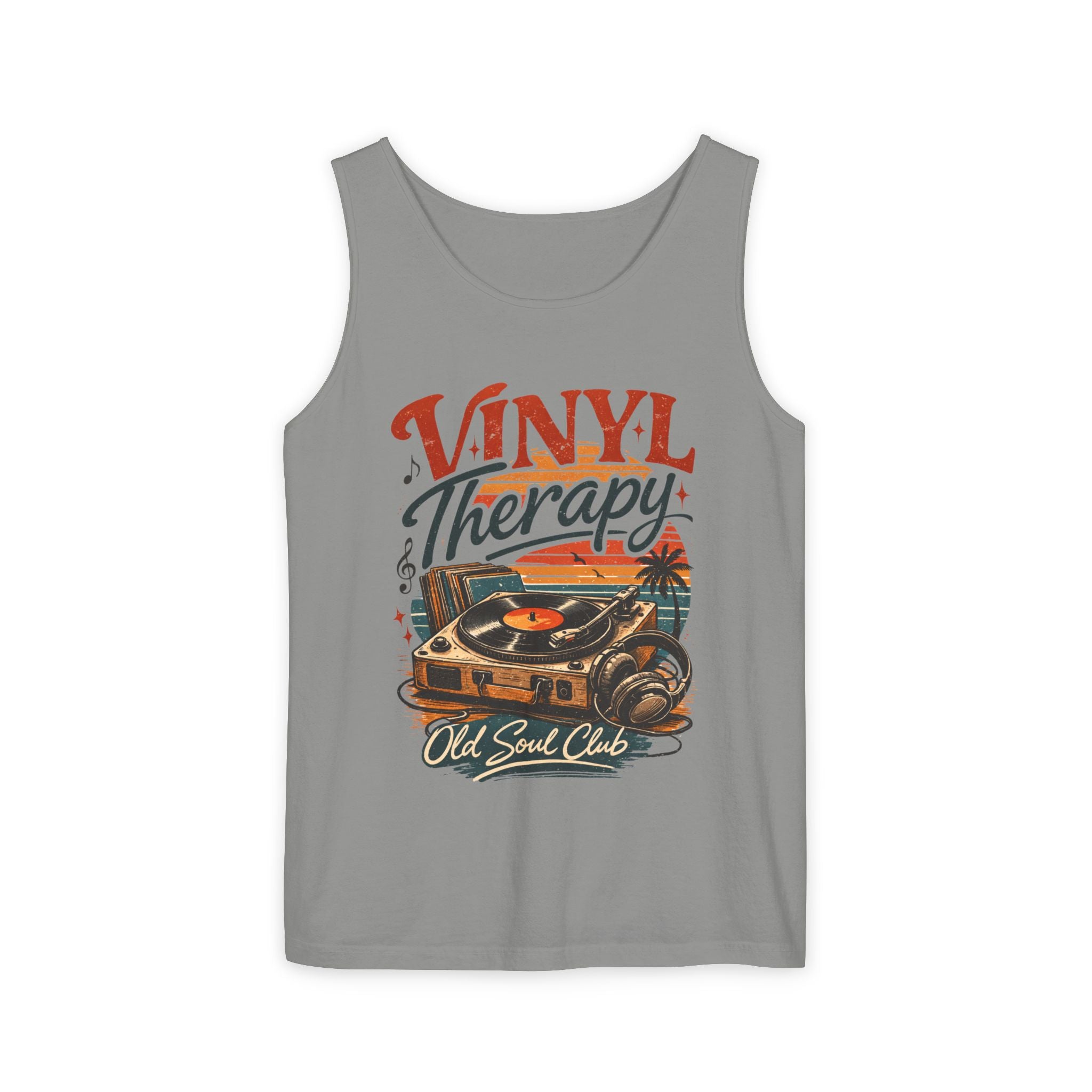 Vinyl Therapy Tank Top — Retro Record Player Music Shirt - Creations by Chris and Carlos
