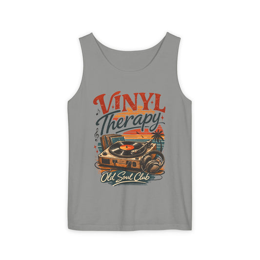 Vinyl Therapy Tank Top — Retro Record Player Music Shirt - Creations by Chris and Carlos