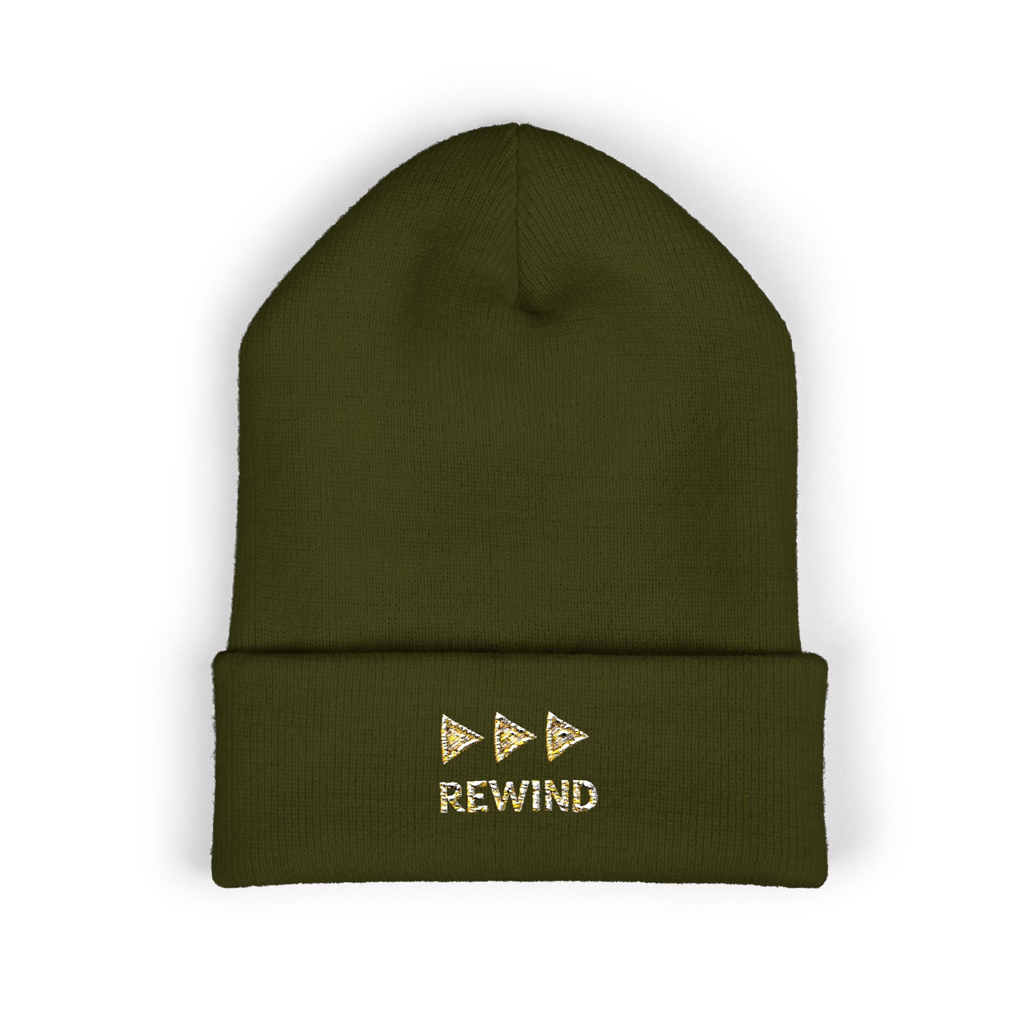 Embroidered Gold Star 'RE Wind' Cuffed Beanie - Creations by Chris and Carlos