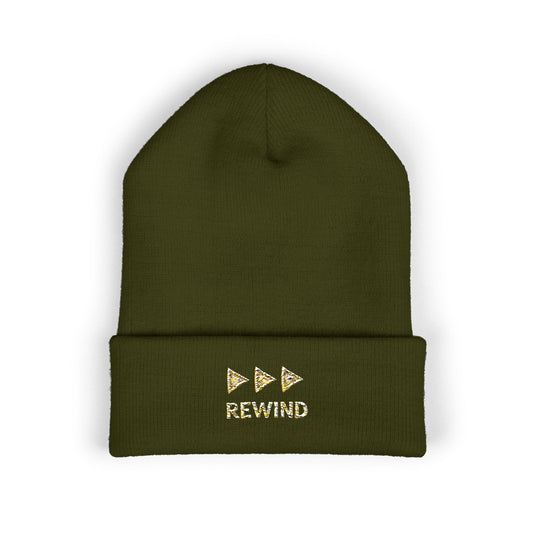Embroidered Gold Star 'RE Wind' Cuffed Beanie - Creations by Chris and Carlos