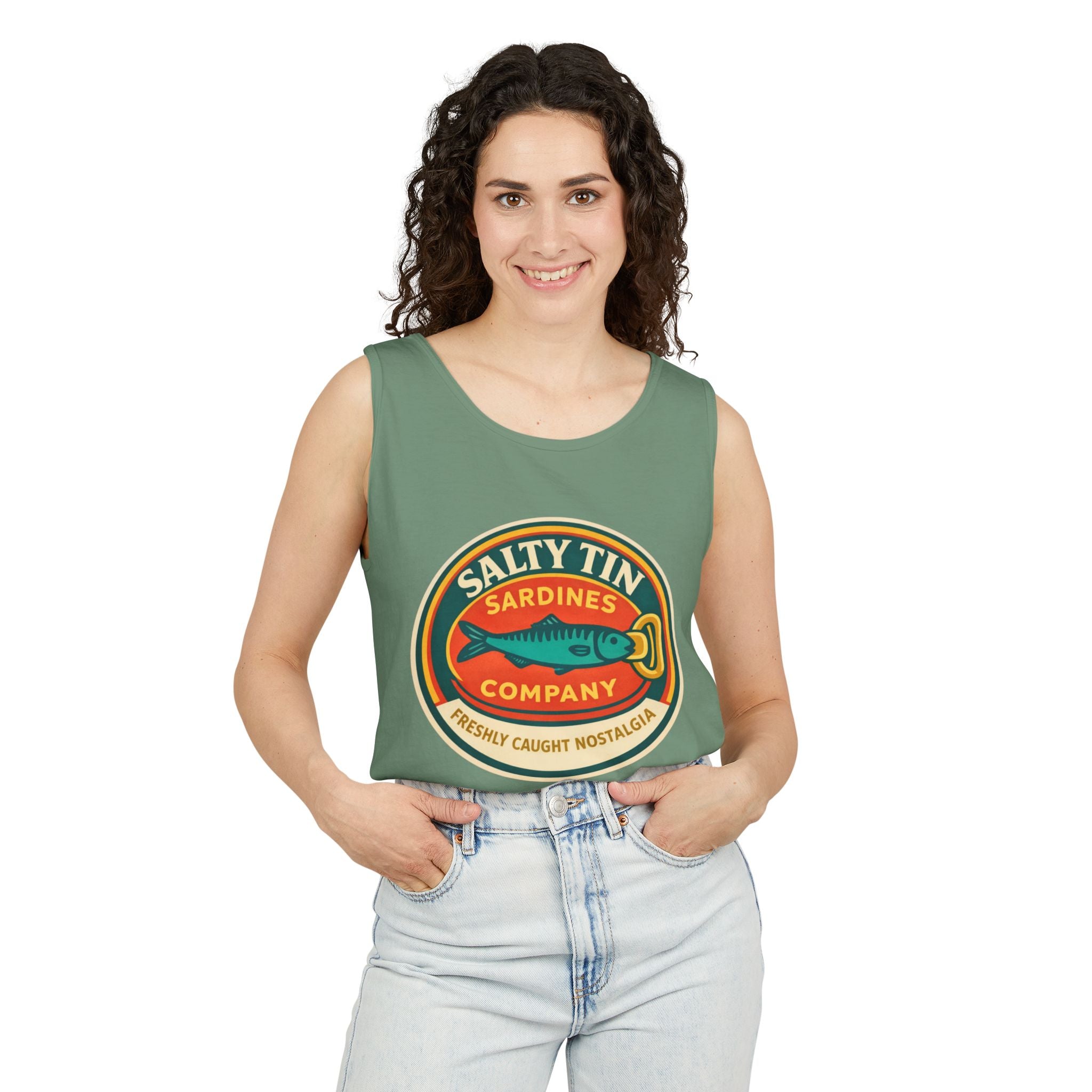 Salty Tin Sardines Vintage Logo Tank Top - Creations by Chris and Carlos