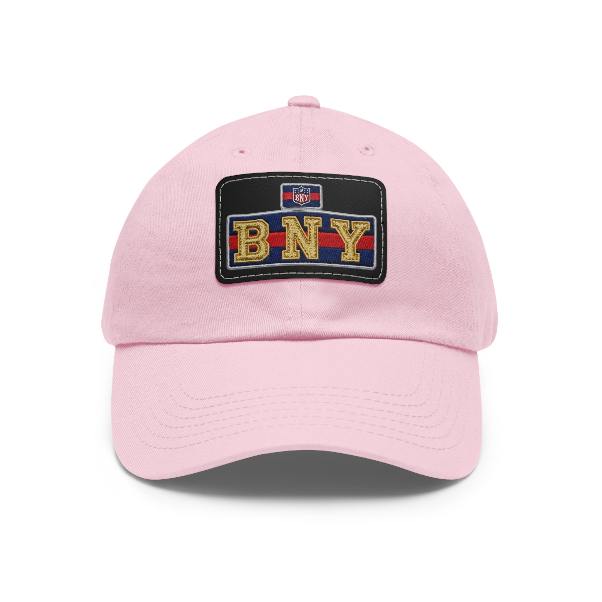 BNY Leather Patch Dad Hat – Vintage Varsity Baseball Cap - Creations by Chris and Carlos