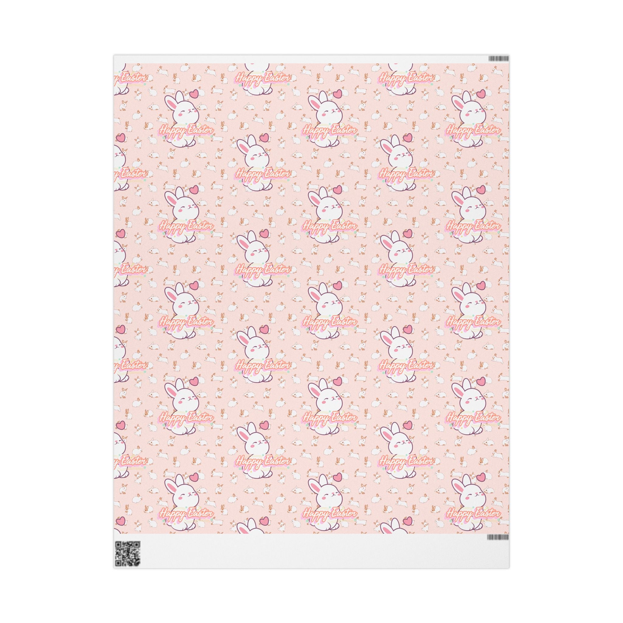 Easter Cute Bunny Pattern Wrapping Paper - Pastel Pink Love & Hearts Gift Wrap - Creations by Chris and Carlos