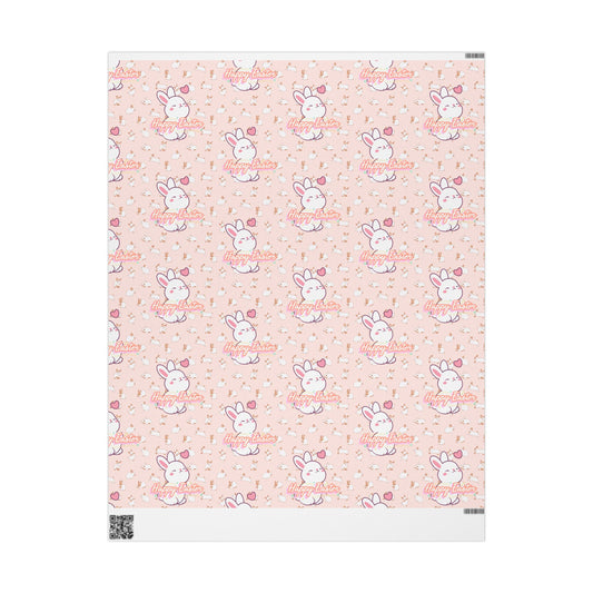 Easter Cute Bunny Pattern Wrapping Paper - Pastel Pink Love & Hearts Gift Wrap - Creations by Chris and Carlos