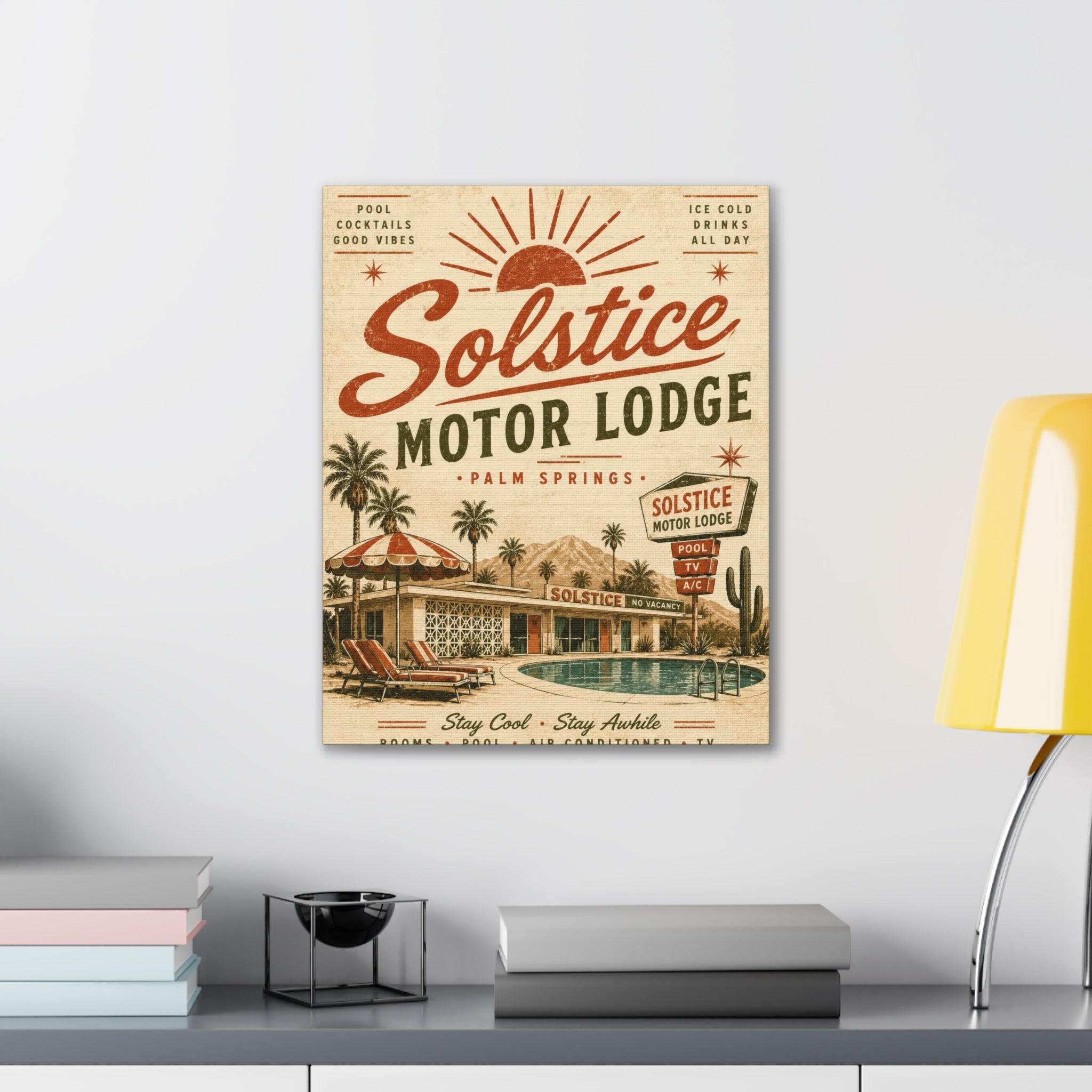 Solstice Motor Lodge Vintage Palm Springs Canvas Print - Creations by Chris and Carlos