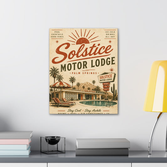 Solstice Motor Lodge Vintage Palm Springs Canvas Print - Creations by Chris and Carlos