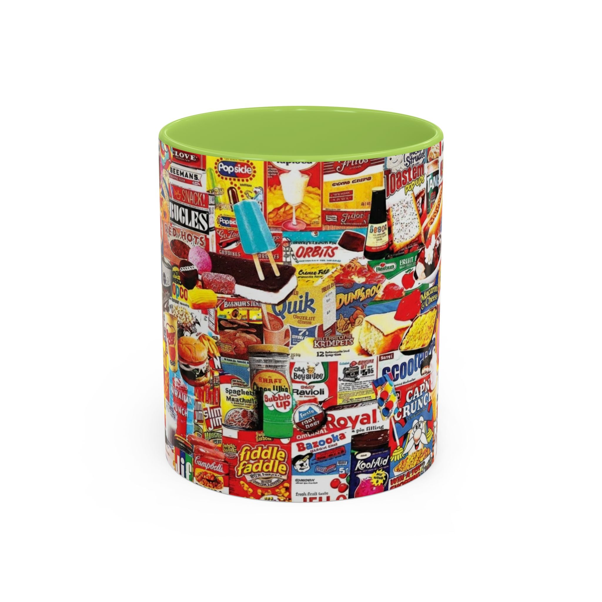 Retro Snack Collage Mug — Vintage Candy & Cereal Packaging Accent Coffee Mug - Creations by Chris and Carlos